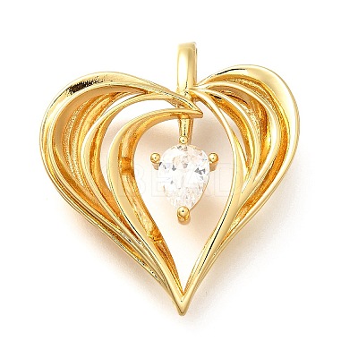 Brass Micro Pave Cubic Zirconia Pendants KK-B128-03G-1