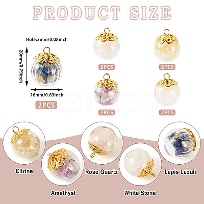 10 Pcs Natural Citrine & Amethyst & Rose Quartz & White Jade & Lapis Lazuli Pendants PALLOY-TA00205-1