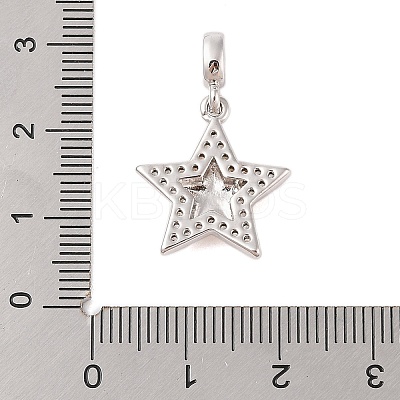 Rack Plating Brass Micro Pave Clear Cubic Zirconia Pendants X-KK-S380-37E-P-1