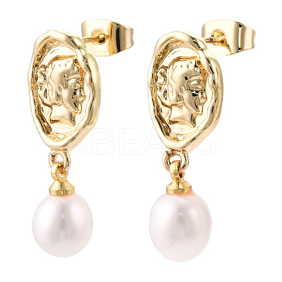 Natural Pearl Dangle Stud Earrings PEAR-N020-06M-1
