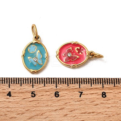 304 Stainless Steel Enamel with Rhinestone Pendants STAS-Z157-02G-1