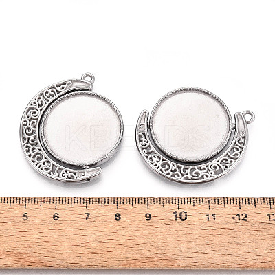 Non-Tarnish 304 Stainless Steel Rotatable Pendant Cabochon Settings STAS-N114-01P-1
