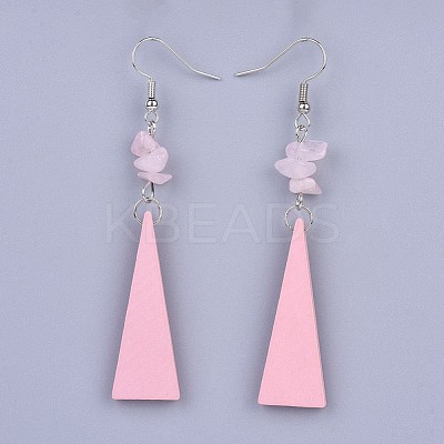 Pear Wood Dangle Earring EJEW-JE03156-1