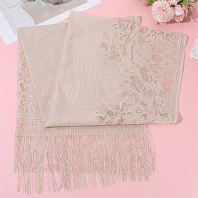 Polyester Lace Tassels Gauze Scarf for Women AJEW-WH20077-040A-1