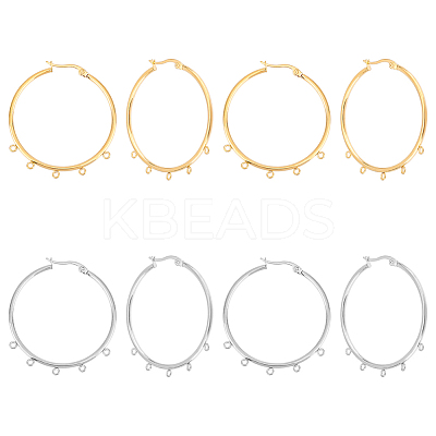 8Pcs 2 Colors 304 Stainless Steel Huggie Hoop Earring Findings STAS-UN0044-76-1