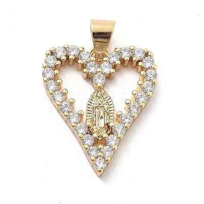Rack Plating Brass with Cubic Zirconia Pendants KK-Q017-06B-G-1