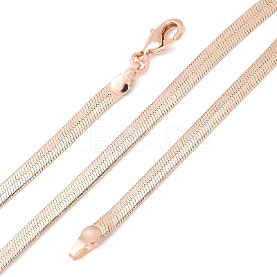 4mm Rack Plating Brass Herringbone Chain Necklaces for Women Men MAK-L044-17RG-1
