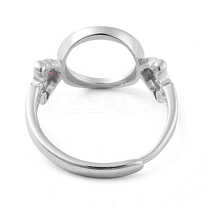 Flat Round Adjustable 925 Sterling Silver Ring Components STER-G042-01P-1