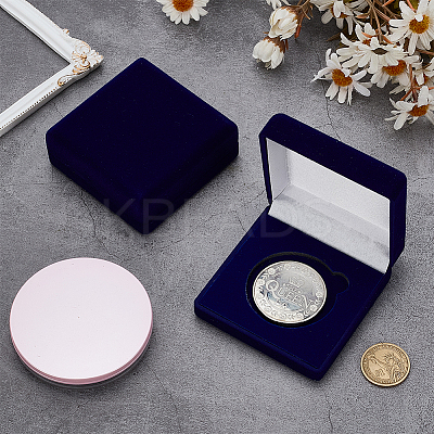 Square EVA Covered with Velveteen Commemorative Coin Storage Cases with Sponge Inside CON-WH0201-005B-1