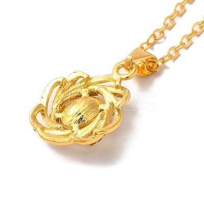 Rhinestone Flower Pandant Necklace with Cable Chains NJEW-K247-01G-1