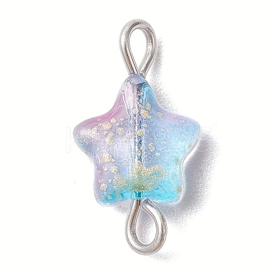 Spray Painted Glass Star Connector Charms PALLOY-JF02338-30A-1
