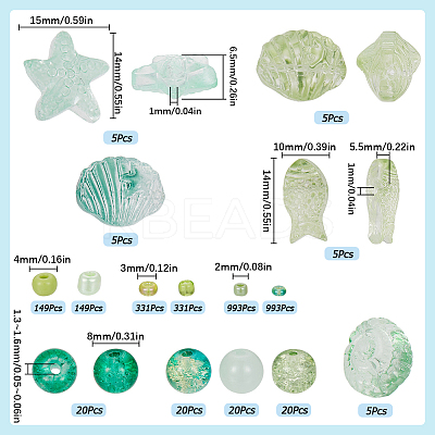 Ocean Theme DIY Seed & Glass Beads Jewelry Making Finding Kit DIY-SC0024-64D-1