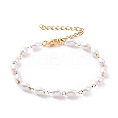 Rice Plastic Imitation Pearl Beaded Bracelets BJEW-E054-05G-1