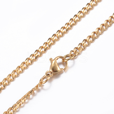 304 Stainless Steel Curb Chain Necklaces X-NJEW-P147-04G-1