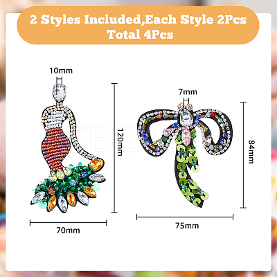 4Pcs 2 Style Glass & Rhinestone Garment Accessores DIY-HY0001-18-1