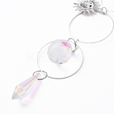 AB Color Plated Crystal Bullet Big Pendant Decorations HJEW-G019-03D-1