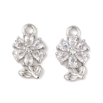 Brass Micro Pave Clear Cubic Zirconia Charms KK-L212-18P-1