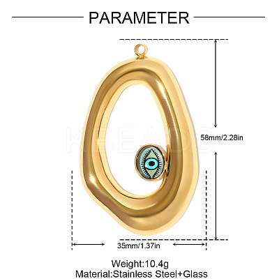 304 Stainless Steel Glass Big Pendants STAS-OY008-95G-1