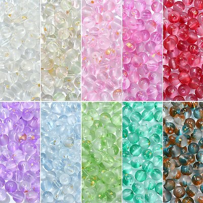 100Pcs Frosted Baking Paint Glass Beads DGLA-YW0001-36G-1