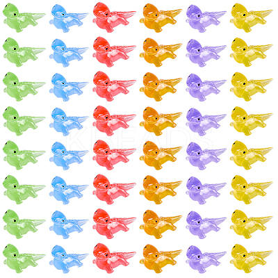 60Pcs 6 Colors Luminous Resin Lizard Figurines DJEW-SP0001-12-1