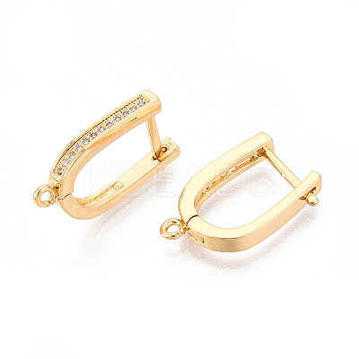 Brass Micro Pave Clear Cubic Zirconia Hoop Earring Findings KK-N263-129G-1