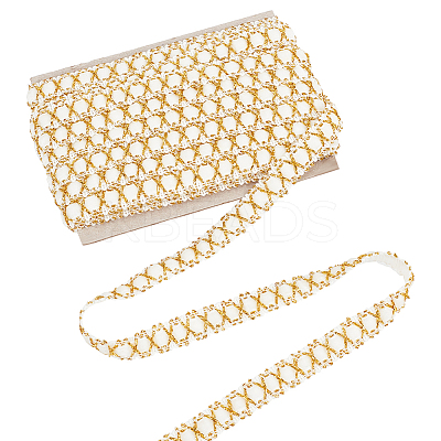 10M Polyester Gold Metallic Lace Ribbon DIY-WH0491-43A-1