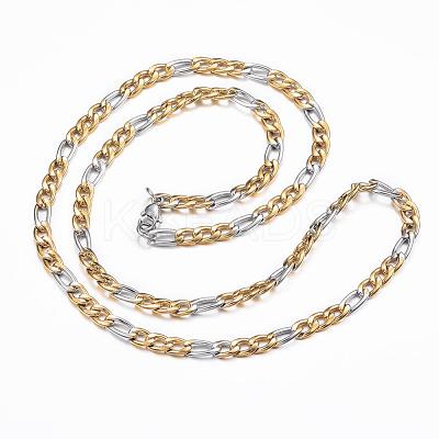 304 Stainless Steel Figaro Chain Necklaces NJEW-H445-20GP-1
