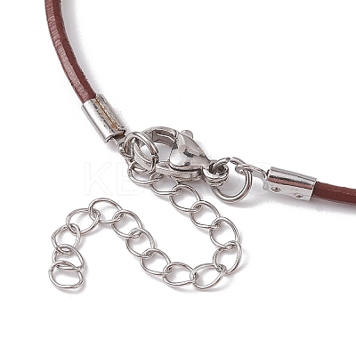 Natural Amethyst Heart Pendant Necklace with Cowhide Leather Cords NJEW-JN04598-01-1