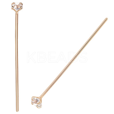 26Pcs Brass Micro Pave Clear Cubic Zirconia Head Pins KK-BBC0018-97G-01-1