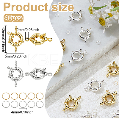 20Pcs 2 Colors Rack Plating Brass Spring Clasps KK-ME0003-47-1