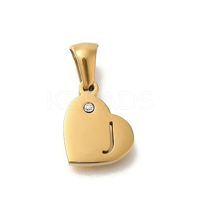 304 Stainless Steel Heart Pendants with Rhinestone STAS-Z103-01G-10-1