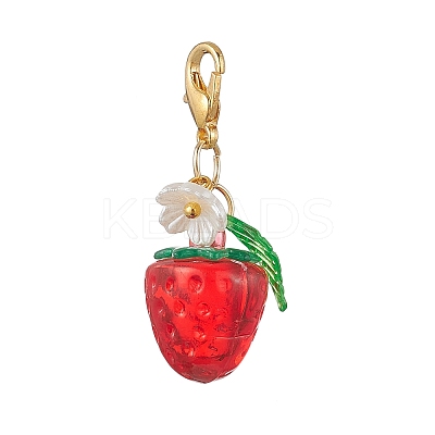 2Pcs Transparent Acrylic Strawberry Pendant Decorations HJEW-JM04318-1