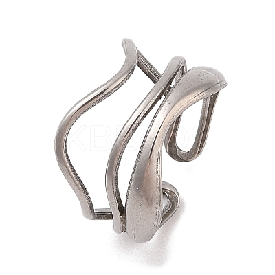 Non-Tarnish Wave 304 Stainless Steel Cuff Rings for Women LS-RJEW-G322-08P-1