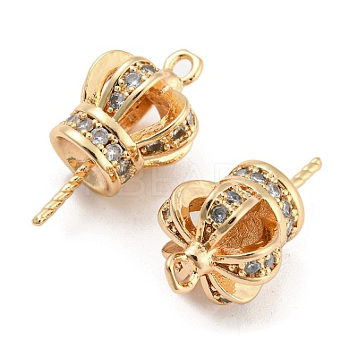 Brass Micro Cubic Zirconia Pendants Bails KK-Q789-16G-1