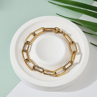 304 Stainless Steel Paperclip Chain Bracelets X-BJEW-F412-02G-1