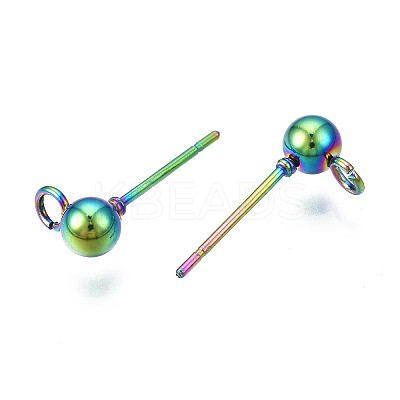 Rack Plating Rainbow Color 304 Stainless Steel Stud Earring Findings LS-STAS-S119-112-1