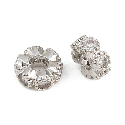 Brass Micro Pave Clear Cubic Zirconia Beads CU-CBA6A75-18P-1