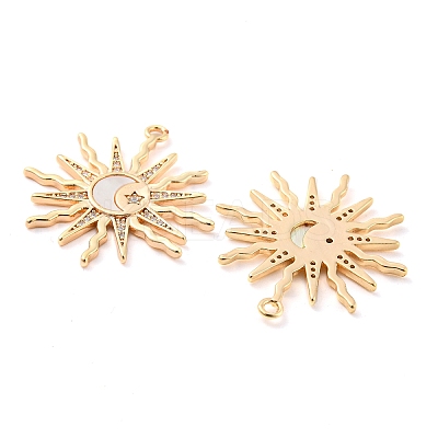 Brass Micro Pave Clear Cubic Zirconia Pendants X-KK-Q806-02G-1