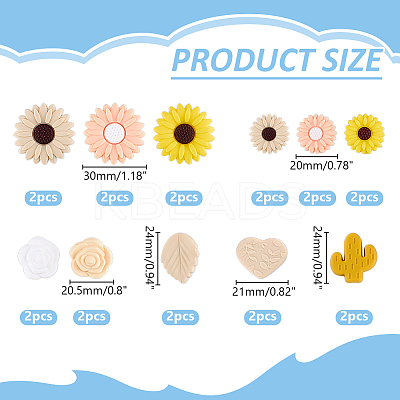 22Pcs 11 Colors Silicone Beads SIL-WR0001-07-1