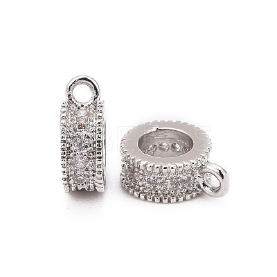 Rack Plating Brass Micro Pave Cubic Zirconia Tube Bails ZIRC-I012-05P-RS-1