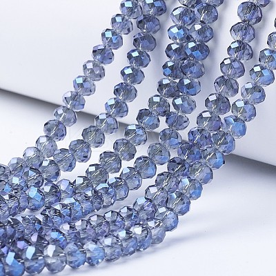 Electroplate Transparent Glass Beads Strands EGLA-A034-T8mm-Y04-1