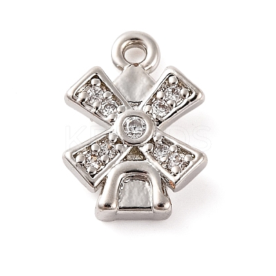 Brass Pave Clear Cubic Zirconia Charms KK-Z051-01P-02-1