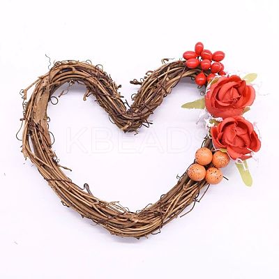 Heart Shape Rattan Vine Branch Wreath Hoop DIY-B022-02A-1