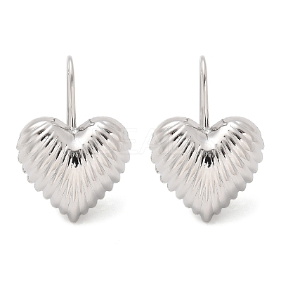 Textured Heart Brass Dangle Earrings EJEW-B132-04P-1