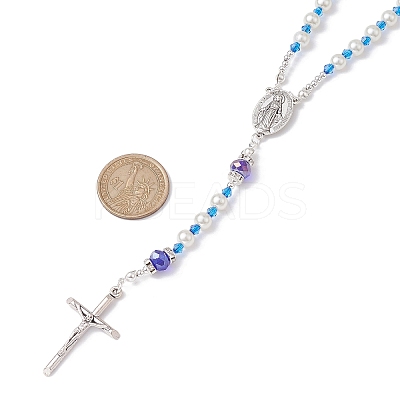 Acrylic & Glass Rosary Bead Necklaces NJEW-JN04605-1