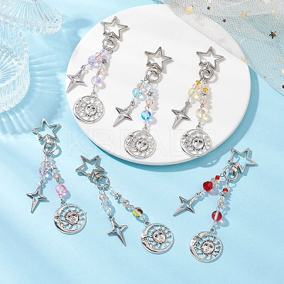 Glass Bead & Alloy Pendant Decorations HJEW-JM03016-1