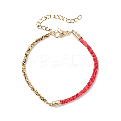 3Pcs 3 Colors 304 Stainless Steel Wheat Chains with Nylon Cord Mixed Chain Bracelet Sets BJEW-JB13288-1