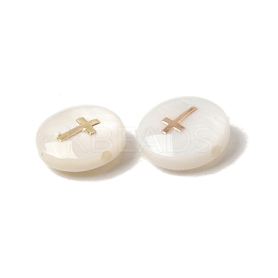 Natural Freshwater Shell Flat Round Beads X-SHEL-C009-01E-1