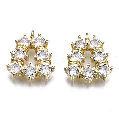 Brass Inlaid Clear Cubic Zirconia Pendants ZIRC-S069-025G-1