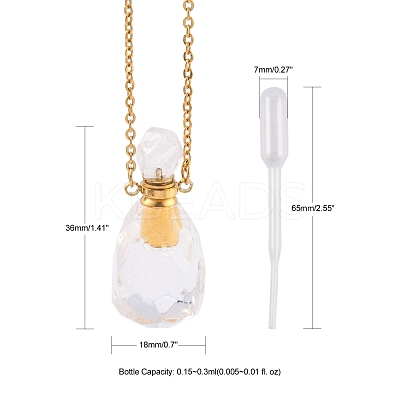 Natural Gemstone Perfume Bottle Pendant Necklaces NJEW-F251-11G-1